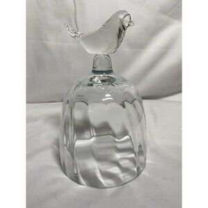 Vtg Cloche Dome Swirl Bell Glass Bird Knob Handle Apothecary Specimen Display
